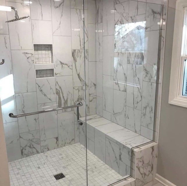 Luxury Bathroom Renovation with Marble Tile and Walk-in Shower - ADS Home Renovation Team