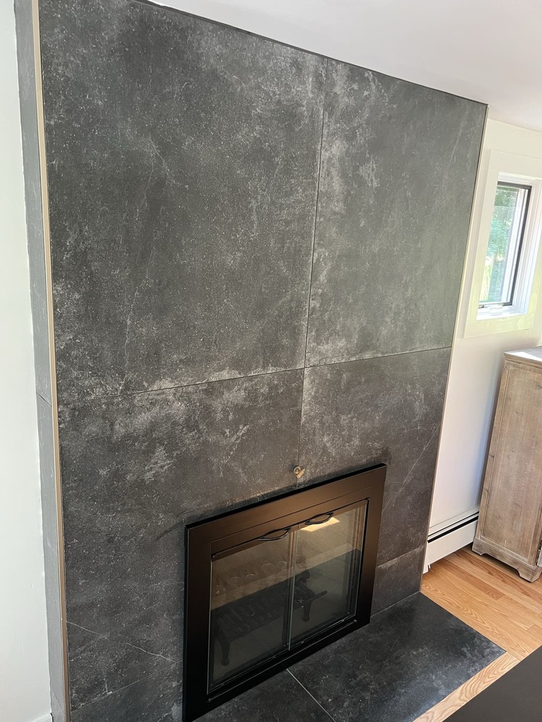 Modern Stone Fireplace Installation