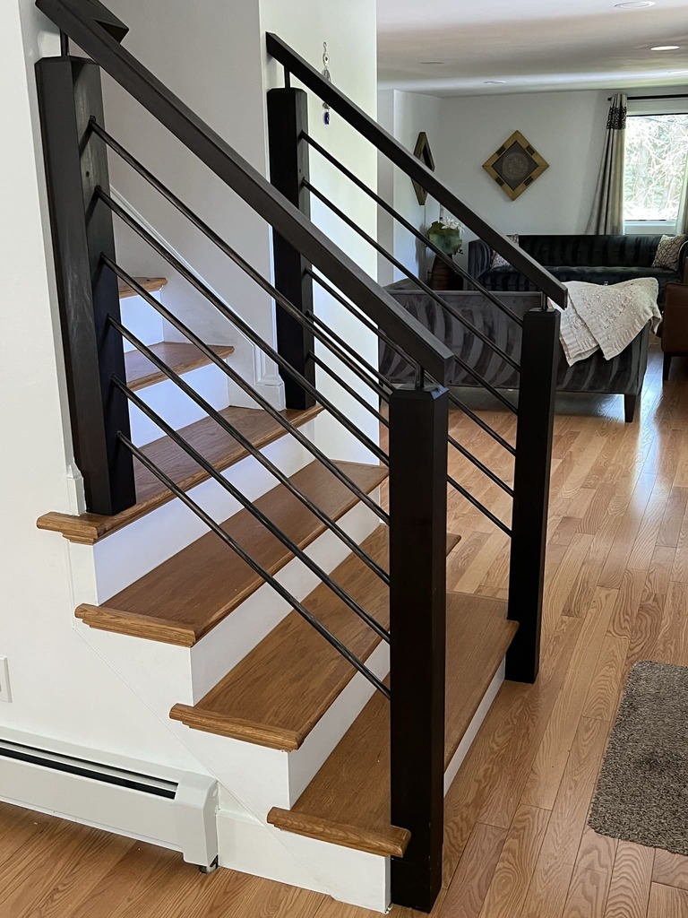 Modern Interior Staircase with Metal Railings