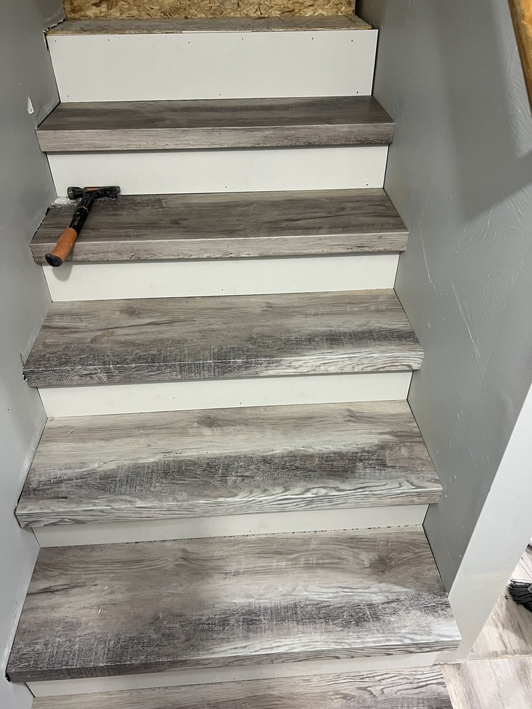 Stair Treads Installation with Gray Wood Finish