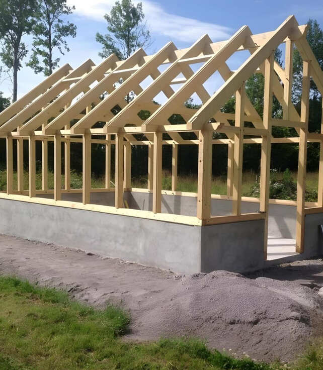 Garage Structure Construction with Wood Framing